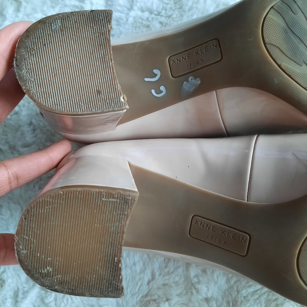 Anne Klein Meagan Peep Toe Pumps Nude Beige Womens Sz 10 - Picture 11 of 11